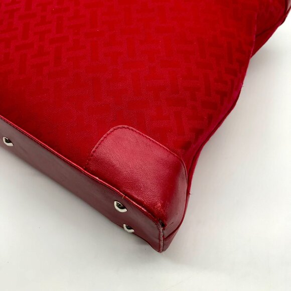 Talbots Red Monogram Canvas Tote Bag - Picture 8 of 10